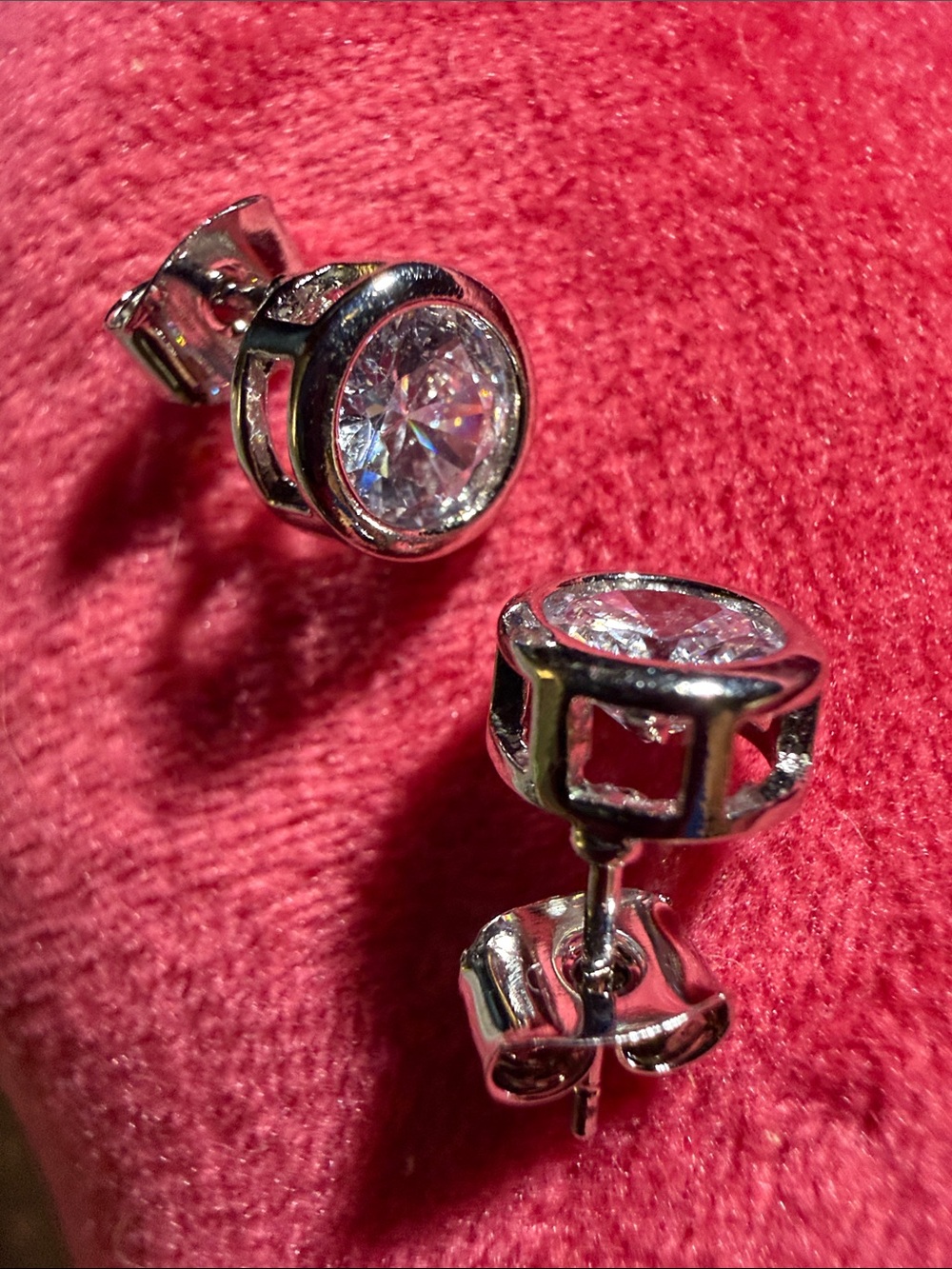 Classic Silver Cubic Zirconia Stud Earrings - Clear
